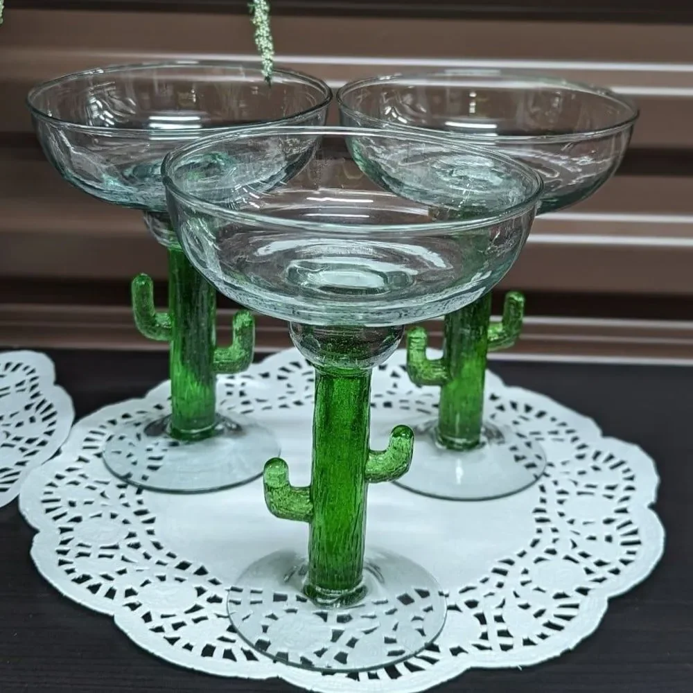 Set‎ of 2 CACTUS stem margarita glasses